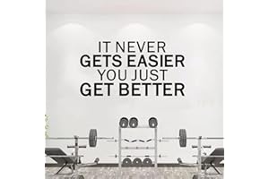 VODOE It Never Gets Easier You Just Get Better Wall Stickers Inspirational Gym Wall Decals Motivational Quotes Wall Art Decals Vinyl Yoga Exercise Sports Positive Fitness Garage Wall Decor 21"X11"