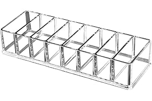 OKVGO - Organizer per cosmetici in acrilico compatto, per ombretto, fard, evidenziatori, polveri, porta trucco trasparente con 8 scomparti