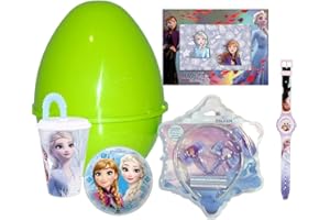 U. Uovo di Pasqua FROZEN 2 Gigante in Plastica con Giochi Sorprese Uovo di Pasqua Giocattolo Giocattoli Frozen Disney Bambina Contenitore Guscio con Confezione e Fiocco