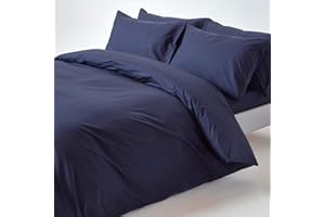 HOMESCAPES Komplet pościeli z 100% bawełny egipskiej 200 nici, poszwa na kołdrę 135x200 cm i 1 poszewka na poduszkę 50x75 cm, kolor granatowy