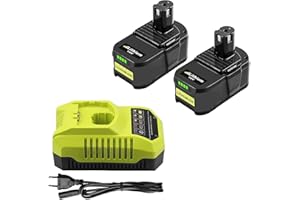 IBANTI 2 x P108 Zamiennik do Ryobi 18V akumulatora z ładowarką 3A 9,6 V -18 V do akumulatora BCL1418H do P108, P107, P105, P100, P101, RB18L40, RB18L50, wskaźnik LED (czarny zielony)