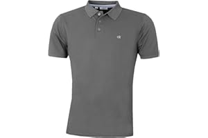 Calvin Klein Mens 2025 Campus 3 Button Ribbed Collar Golf Polo Shirt