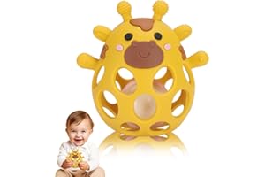 Venditer Juguetes Montessori Bebes 0-3-6-12 Meses Educativos, Juguete de pelota para bebé, Juguetes Bebes 1 año, Juguetes Sensoriales Bebe Sonajero Regalo Amarillo de jirafa