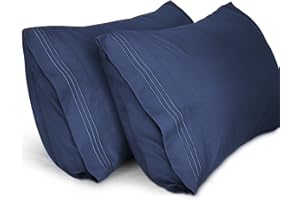 Lirex 2-pak poszewek na poduszki 1800 nici, miękka szczotkowana mikrofibra poszewki na poduszki, oddychające bez zmarszczek i można prać w pralce (50 x 80 cm, niebieski)