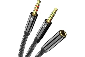 Olakin 3,5mm Klinke Adapter, Audio Adapter Y Splitter, 2 in 1 Adapter, 3.5mm Buchse auf Doppel 3.5mm Klinkenstecker, für PC, Laptop und ehr