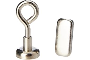 FIRST4MAGNETS Neodymium Clamping Magnet with M4 Eyebolt for Hanging, Holding or Displaying Items - 16mm Diameter x 32mm High - 9.7kg Pull