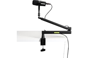 Shure by Gator Premium lågprofils skrivbordsmikrofonstativ med mikrofon; helt justerbar för podcast, streaming och hemmakonto