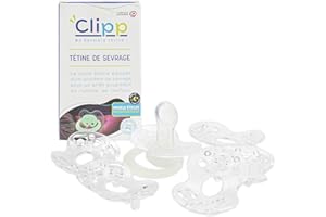CLIPP Kit - Tétine de Sevrage Phosphorescente + 5 Collerettes pour Arrêt Progressif + Notice - Sevrage par Paliers, Facile et en Douceur - Dispositif Breveté - Fabriqué en France - À Partir de 2 Ans