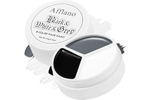 ‎DE'LANCI Gesichtsfarbe Grau Schwarz Weiß 76g, Black Grey White Face Paint, Voll Deckung Körperfarbe Grau für Karneval Halloween Schminke Graue Cosplay Clown Weiße Gesichts Zombie FX Skelett Kostüm Ghost Makeup