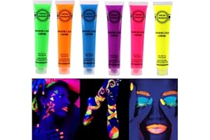 ‎KARLOR KARLOR Glow Bodypaint Set, 6 x 20ml UV Köperfarbe,Fluoreszierende Gesichts/Körperbemalung, UV Neon Gesichtsfarbe Facepainting Neon-Fluoreszenz Malerei Halloween Cosplay Fasching Party