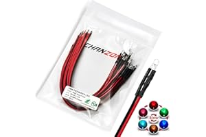 [UL Wire] Chanzon 20 pcs Pre-Wired 3mm RGB Slow Blinking LED Diode Lights (Clear Round Transparent Lens DC 12V) with 560 ohms 1/4W Resistor and 24awg Wire Indicator Light Emitting Diodes Bulb Lamp