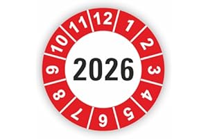 ‎FASSBENDER-DRUCK PRÜFPLAKETTEN Fassbender-Druck PRÜFPLAKETTEN - Hochwertige Prüfetiketten JAHRESPLAKETTE 2026 Ø 20mm - Selbstklebende PVC-Folie - Wartungsetiketten für Prüfung - Prüfplakette für Prüfungsnachweis (1000 Stück)