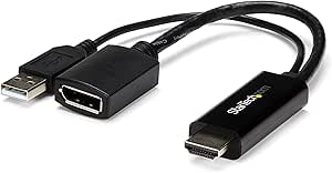 StarTech.com 4K 30Hz HDMI to DisplayPort Video Adapter w/ USB Power - 6 in - HDMI 1.4 (Male) to DP 1.2 (Female) Active Monitor Converter (HD2DP)