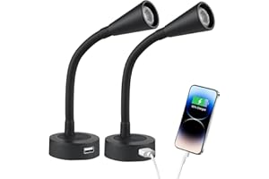 acegoo Lampa LED 12 V do czytania, kampera, łodzi, ściemniana lampa do czytania z ładowarką USB, elastyczne światło na gęsiej szyi, do kampera, furgonetki, przyczepy kempingowej, ciężarówki