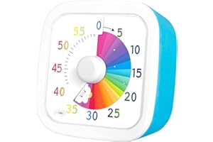 NLMWTI Minuteur Visuel, Timer Enfant et Compte à Rebour de 60 Minutes, Minuteur Enfants avec Motif Arc-en-Ciel pour Cuisine, Douche, Salle de Classe, Réunions