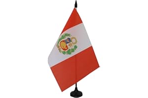 AZ FLAG Bandera de Mesa de Perú 21x14 cm - Banderita de Despacho Peruana 14 x 21 cm