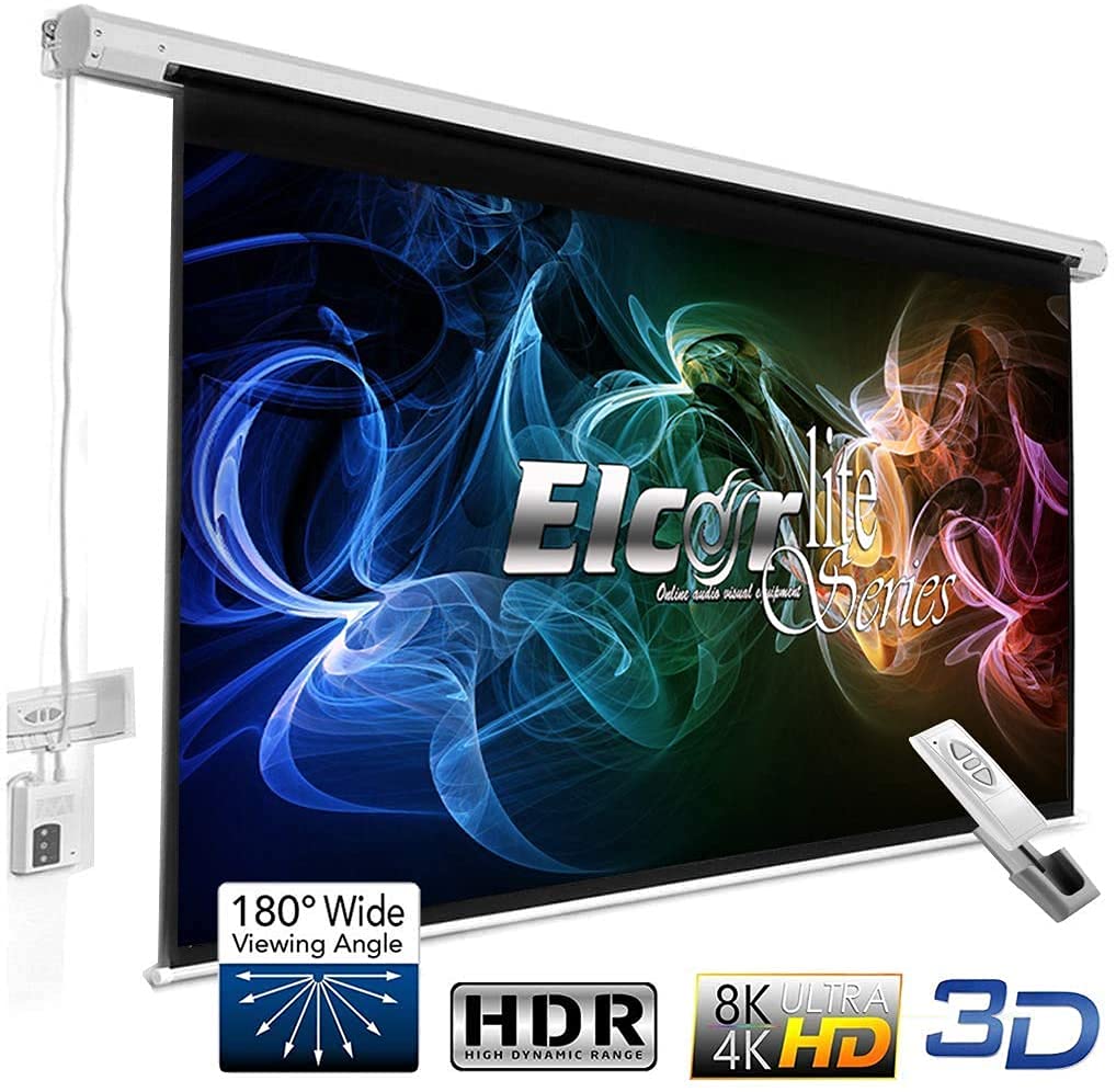 ELCOR® lite series electric motorized projector screen, 92-Inch diagonal in 16:09 format in 1080P full hd, 3D Active & 4k technology