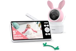 ANNKE Babyphone da 5 pollici con fotocamera 1080P HD senza Wi-Fi, fotocamera baby monitor, audio a 2 vie e visione notturna a infrarossi, rilevamento della temperatura e del movimento con allarme