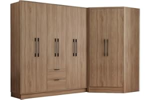 Vente-unique-Armadio angolare 8 ante e 2 cassetti L263 cm le - FEOVA