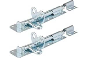 Primes DIY 2 Pieces 150mm (6”) Brenton Gate Bolt Door Lock, Sliding Padbolt with Zinc Plated Galvanised Finish - Gate Bolts for Wooden Gates, Garden, Shed & Garage Door Lock