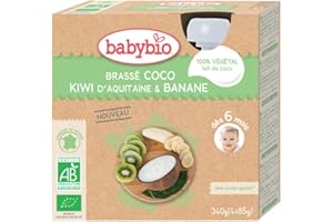 Babybio Brewed Vegetable Coconut Kiwi Banana 6 Months and + Organic 4 Gourds of 85g