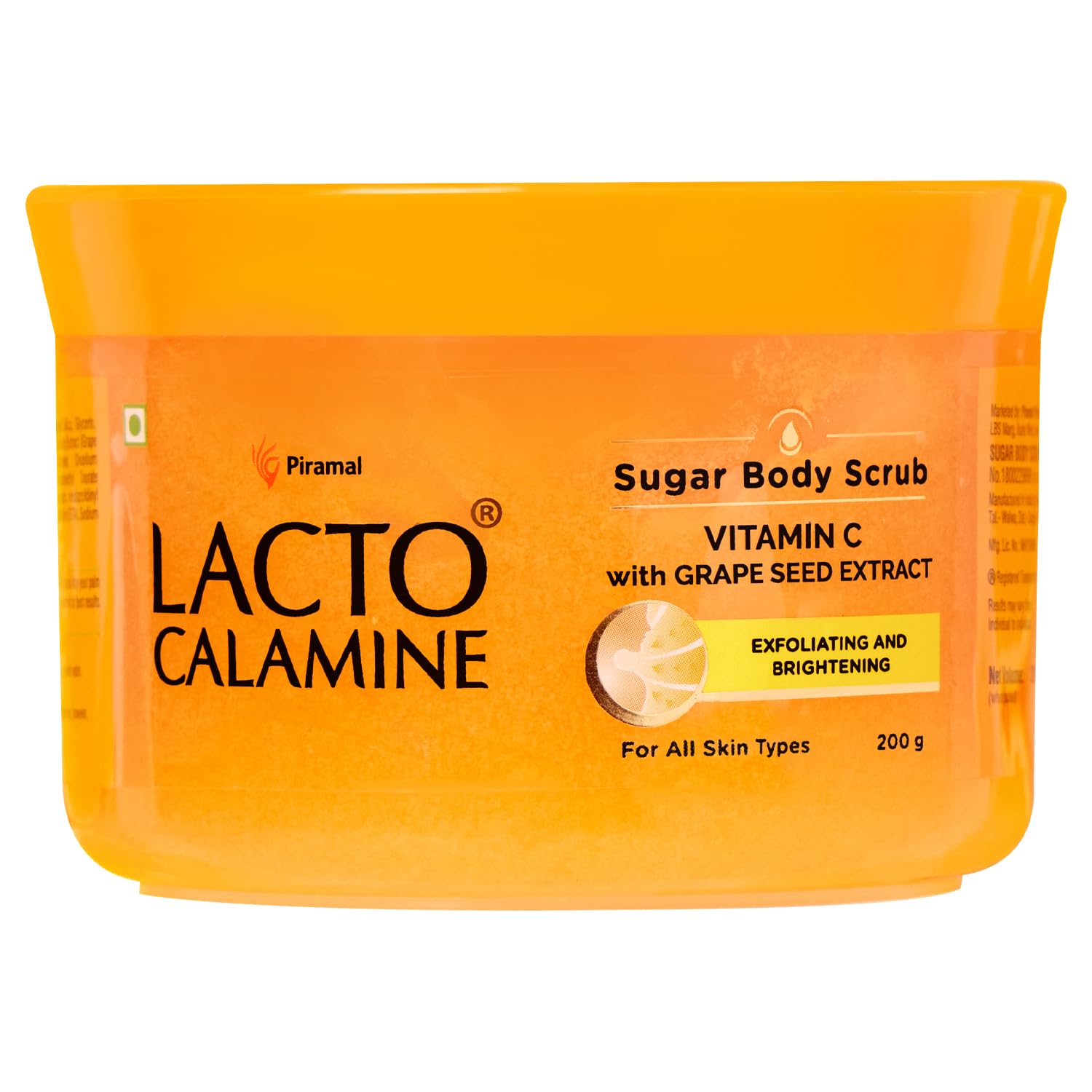 Lacto Calamine Vitamin C Sugar Body Scrub | 200 g | Gentle Body Exfoliator | Body Scrub for Healthy & Glowing Clear Skin | Vi