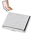 GUSTAVE® Metal Cigarette Case - Double Sided Spring Clip Open Cigarette Box for 20 Cigarettes (Silver)