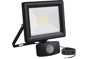 lNGRIKT 20W Security Lights with Motion Sensor, Super Bright 2000 LM PIR Flood Light, IP65 Waterproof LED Sensor Floodlight Outdoor, 6500K Cool White for Garage Yard Garden Pathway, with 1.5M Wire