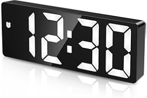 ORIA Reloj Despertador Digital LED, Moderno Reloj de Mesa, Reloj de Alarma con Control de Sonido, 5 Niveles de Brillo, 4 Modos de Alarma, Fecha/Hora, Funciona con Pilas/USB - Negro