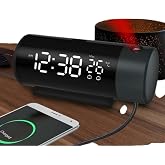 Kenly Projeksiyonlu Dijital LED &Ccedil;alar Saat &ndash; Silindir Tasarım, USB Şarjlı, Sıcaklık G&ouml;stergeli, &Ccedil;ift Alarm, Gece Yansıtmalı M