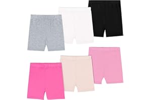 KEREDA Girls Black Cycling Shorts Childrens Under Dress Black Shorts Kids Dance Pe Shorts Sports Yoga Breathable Age 2-10 Years 6 Pack