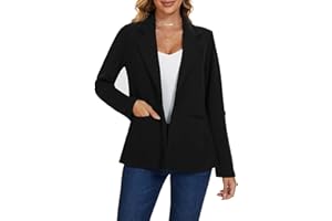 MINTLIMIT Womens Blazer Notched Lapel Suits & Blazers One Button Ladies Jackets Roll-up 3/4 Sleeve & Long Sleeve Outerwear with Pockets