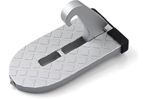 Eidoct Marche de porte multifonction pour voiture, marchepied pliable en forme de U, crochet de pédale, brise-verre, marteau de sécurité (argent)