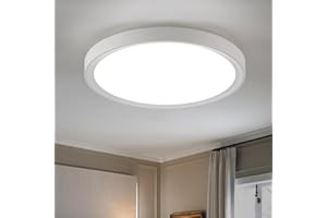 HUIBONA Bathroom Lights Ceiling,18W 1800LM Ceiling amp,Ultra Thin,6000K Daylight White,Waterproof IP54,Modern,Round,Flicker-Free lamp,Flush Ceiling Light,Ø23CM