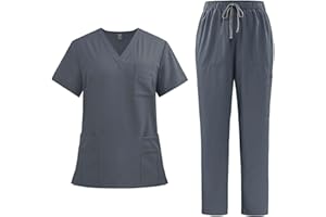 ZEIAYUAS Medizinische Arbeitskleidung Damen Pflege Kasacks Altenpflege Einfarbig Krankenschwester Kurzarm V-Ausschnitt Schlupfkasack Krankenpflege Krankenschwester Medizinische Uniform Für Beauty Salon