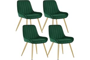 ‎LESTARAIN Lestarain Esszimmerstühle 4er Set, Retro Küchenstühle Wohnzimmerstühle Sitzfläche Aus Samt Retrostuhl mit Metallbeine Besucherstuhl Stuhl für Esszimmer Wohnzimmer Küche Dunkelgrün