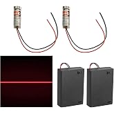2 Focusable Red Laser Modules Adjustable Focus 3-5V 650nm with Plastic Lenses + AA Battery Holder for Building Correction and