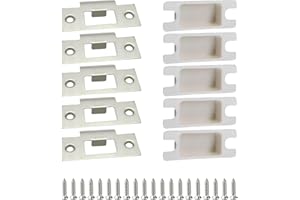 ZERONINE Door Strike Plate with Dust Box and Matching Screws,5 Sets Stainless Steel Door Reinforcement Kit Door Plates Door Covers Door Safety Strike Plate Deadbolt Cover Plate Garage Door Reinforcement