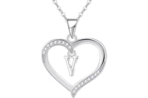 Cosie Lily Collar Mujer Colgante Corazon Gargantilla con Inicial A-Z,Collares Plata de Ley 925 26 letra,Colgantes niña Joyeria Regalos Para Mamá,Novia,Cumpleaños San Valentín Regalo