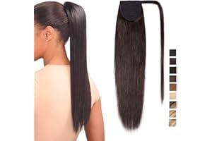 14"(35cm) SEGO Extensiones Coletas Postizas Lisas Pelo Natural Clip [#2 Marrón Oscuro] Cola Postiza Cabello Humano Larga Remy Ponytail Extension Human Hair (80g)