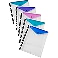 Snopake A4 High Capacity Polyfile RingBinder Popper Wallet, Portrait – Clear with Electra Assorted Flap [Pack of 5] Ref: 15695