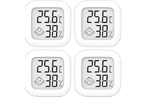 QIQIAZI Lot de 4 thermomètres hygromètre d'intérieur de haute précision - 10 °C ~ 70 °C - Pour chambre de bébé, salon, bureau, serre