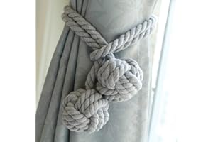 VANKRA One Pair Of Handmade Curtain Tie Backs, Tied Curtain Clip Tassel Cotton Rope Tie Ball Back Curtain Accessories (Grey)