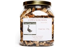 FOIE GRAS LUXE Cèpes Séchés Surchoix - 000 Gr -Sec - Déshydratés - Bocal Hermétique – Sélection qualité 1er Choix (250)