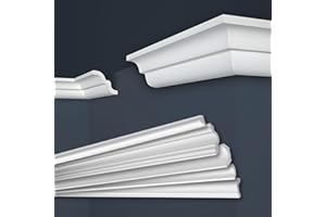 MARBET DESIGN Marbet, listelli da soffitto in polistirene XPS, modanature in stucco di alta qualità, leggeri e robusti, dal design moderno (confezione risparmio da 30 metri, E-21, 62x62 mm), listello angolare