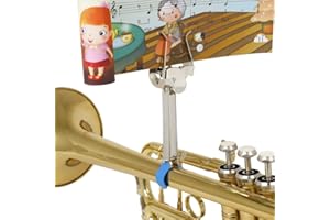 LKJYBG Universal Wind Music Stand, Lyra Small Music Stand for Trumpet, Clarinet/Lyre/Marching Lyre/Cornet/Flugelhorn/Clamp Bell Soundman for Bb Clarinets Music Stand silver