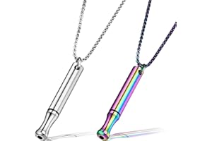 DALAETUS 2 Pcs Portable Mindful Necklace Set, Stainless Steel Breathing Necklace in 2 Colors, Whistle Necklace for Breathing Exercises, Meditation, Women, Men