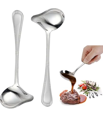 Set 2 Mestoli Per Salsa In Acciaio Inox - Con Beccuccio Versatore, Per Cucina Professionale - Foto 5