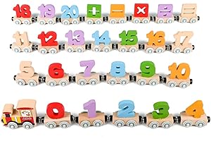 ISAKEN Montessori zabawka dla dzieci w wieku od 2, 3, 4 lat, pociąg, drewniana zabawka z literami w języku angielskim, pociąg, zabawna zabawka edukacyjna, prezent dla chłopców i dziewczynek od 3 lat