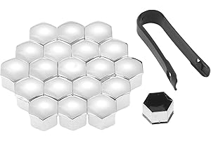 Mtsooning 20Pcs Silver Universal Anti-Rust 21mm Chrome Glossy ABS Auto Trim Tyre Wheel Nut Screw Bolt Protection Covers Caps Car Styling